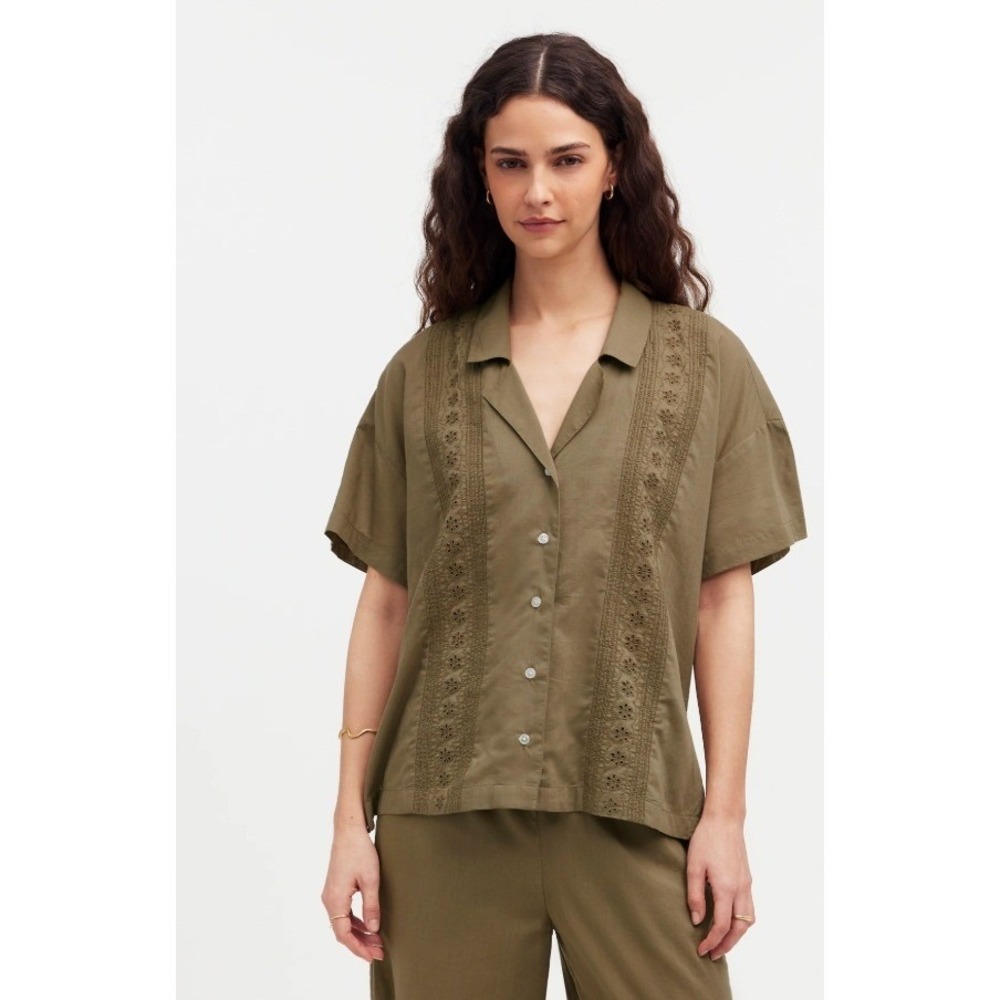 Madewell Embroidered Button-Front Cover-Up Shirt Medium Distant surplus